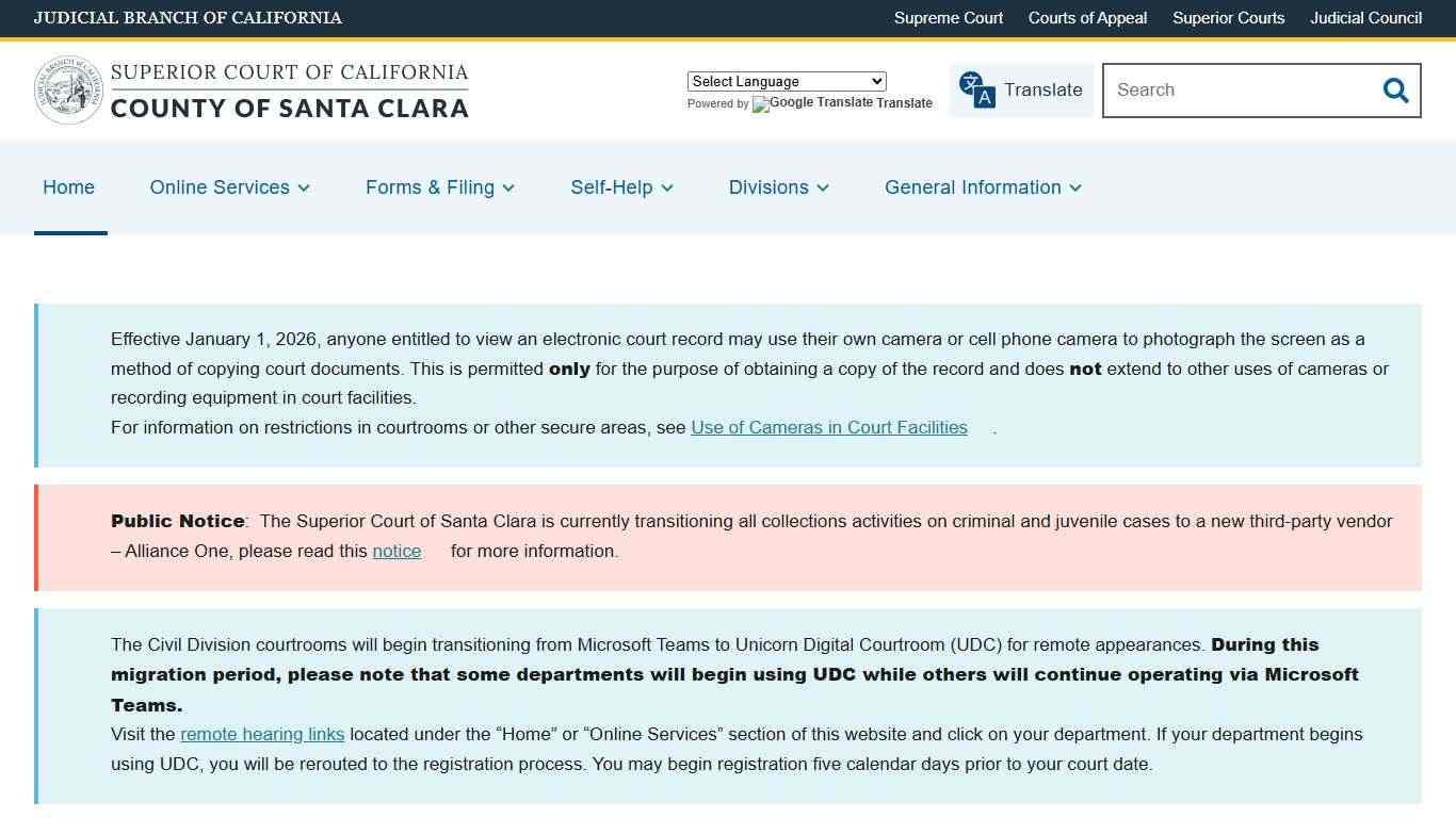 Home Superior Court of California County of Santa Clara